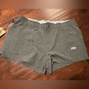 Gray Swim Shorts with Fish Logo